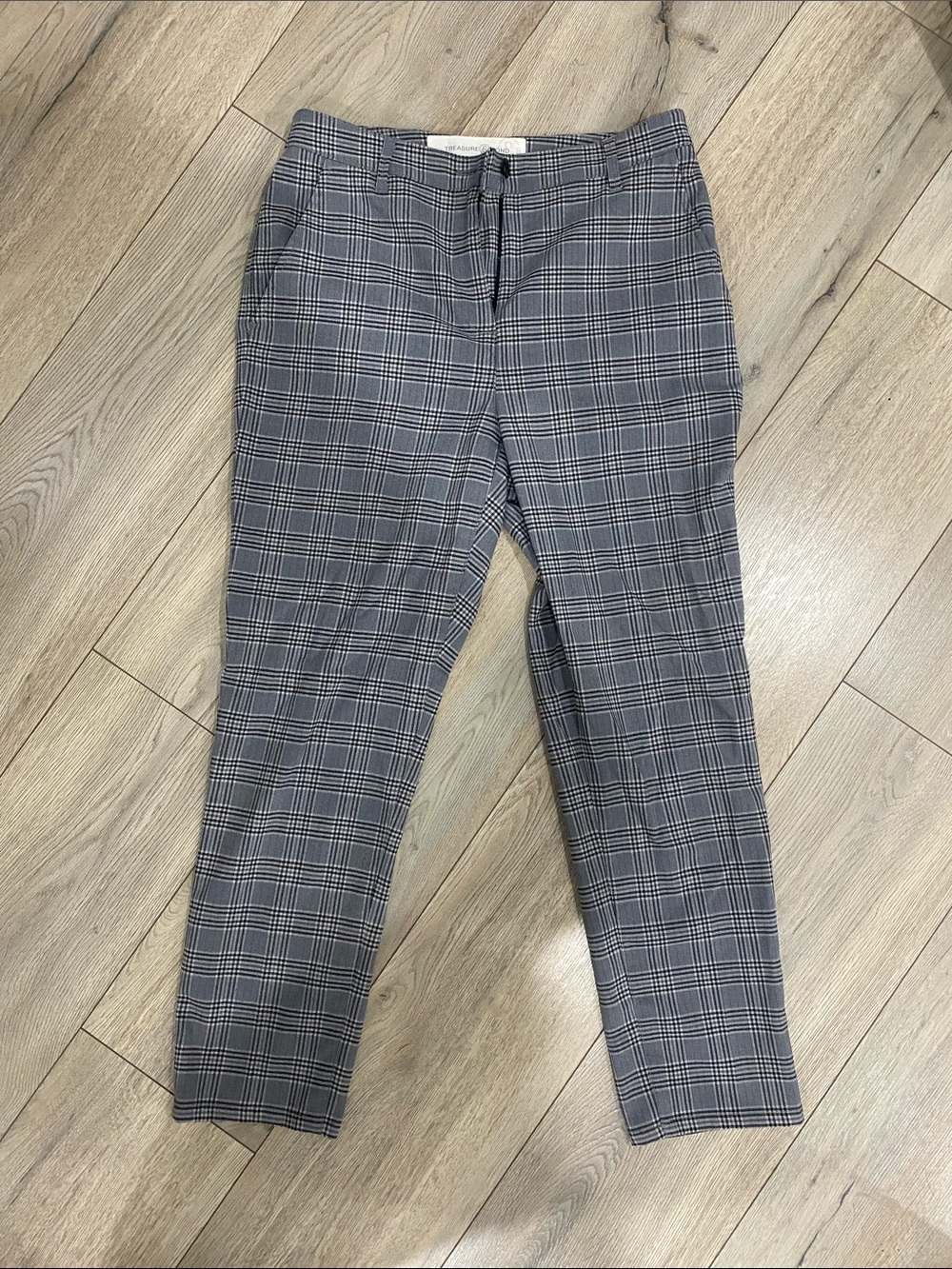Treasure & Bond Gray Plaid Dress Pants